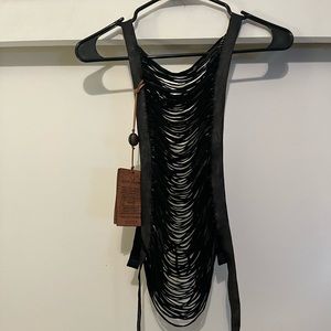 Caravana leather fringe top. Real leather. Brand new. Never worn. Tags attached.